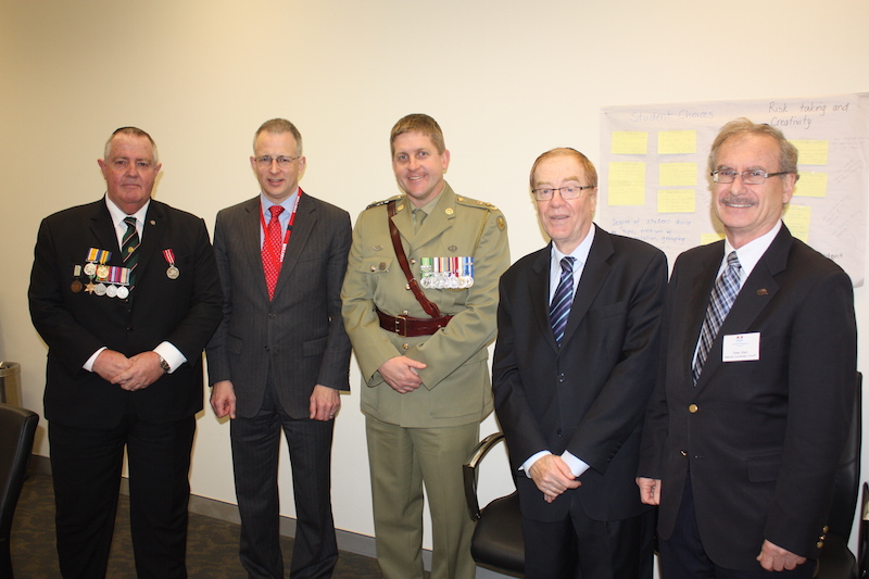 (l-r) Mr George Charlton, The Hon Paul Fletcher MP, Lt Col James McGann, Mr Roger Selby, Mr Peter Allen
